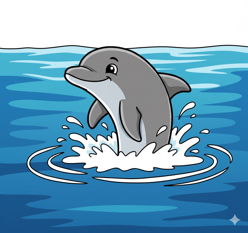 Happy Dolphin Greeting Card - Printable Digital Download - WyldeHavenCo