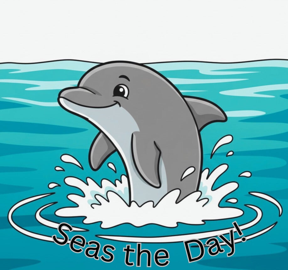 Dolphin in Blue Waters Greeting Card - Printable Digital Download - WyldeHavenCo