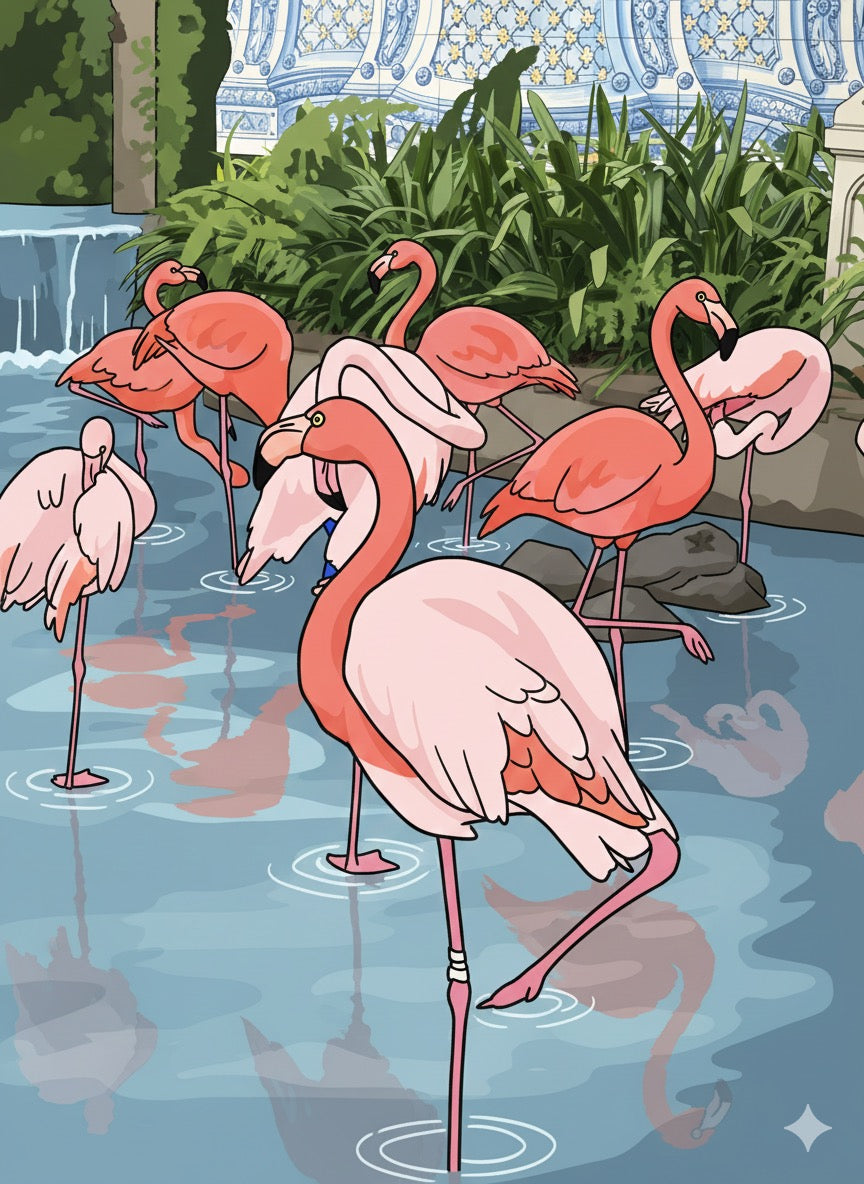 Flamingos in Paradise Greeting Card - Printable Digital Download - WyldeHavenCo